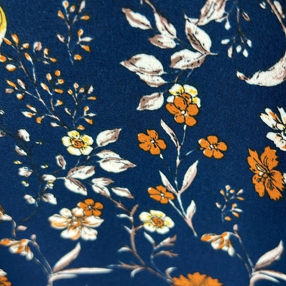 Roz & Ali Women’s Blouse Top Size L Blue/White/Rust Polyester Flutter Sleeves - Picture 4 of 10